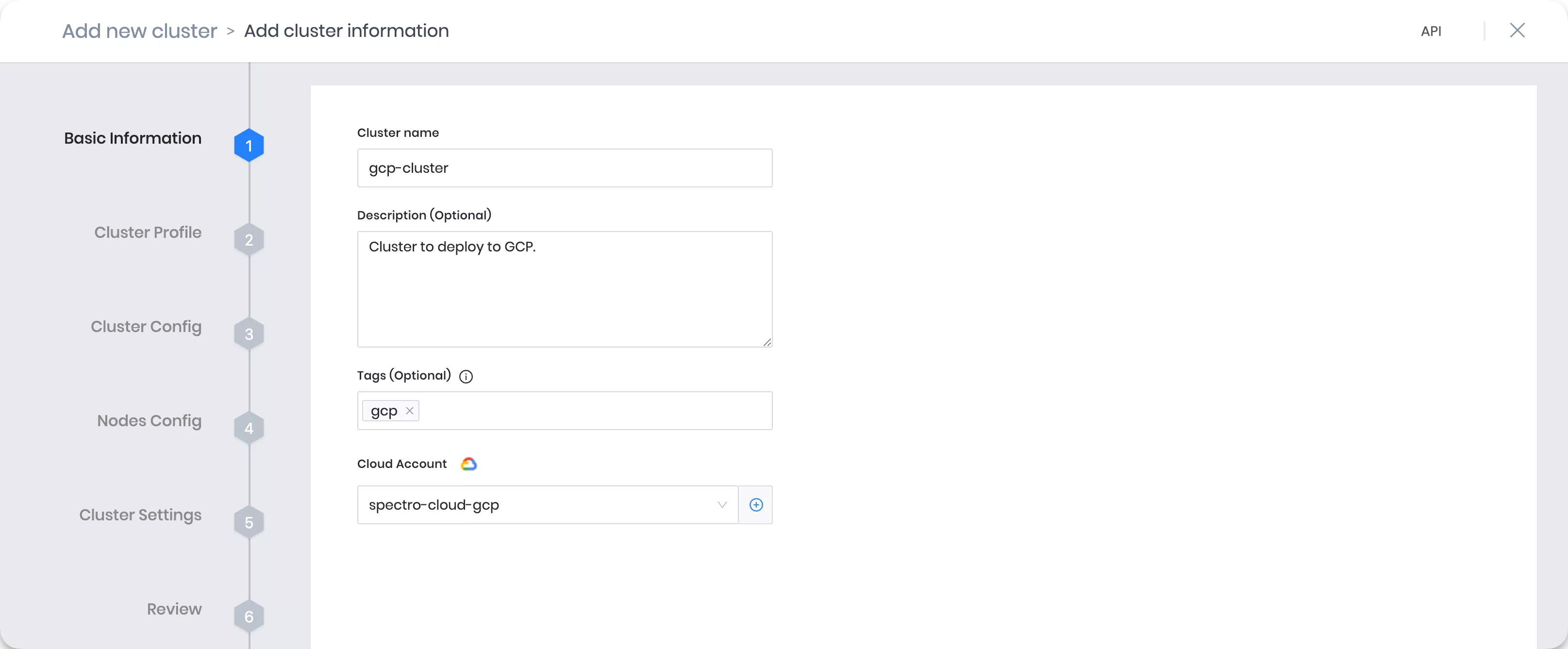 Palette clusters basic information